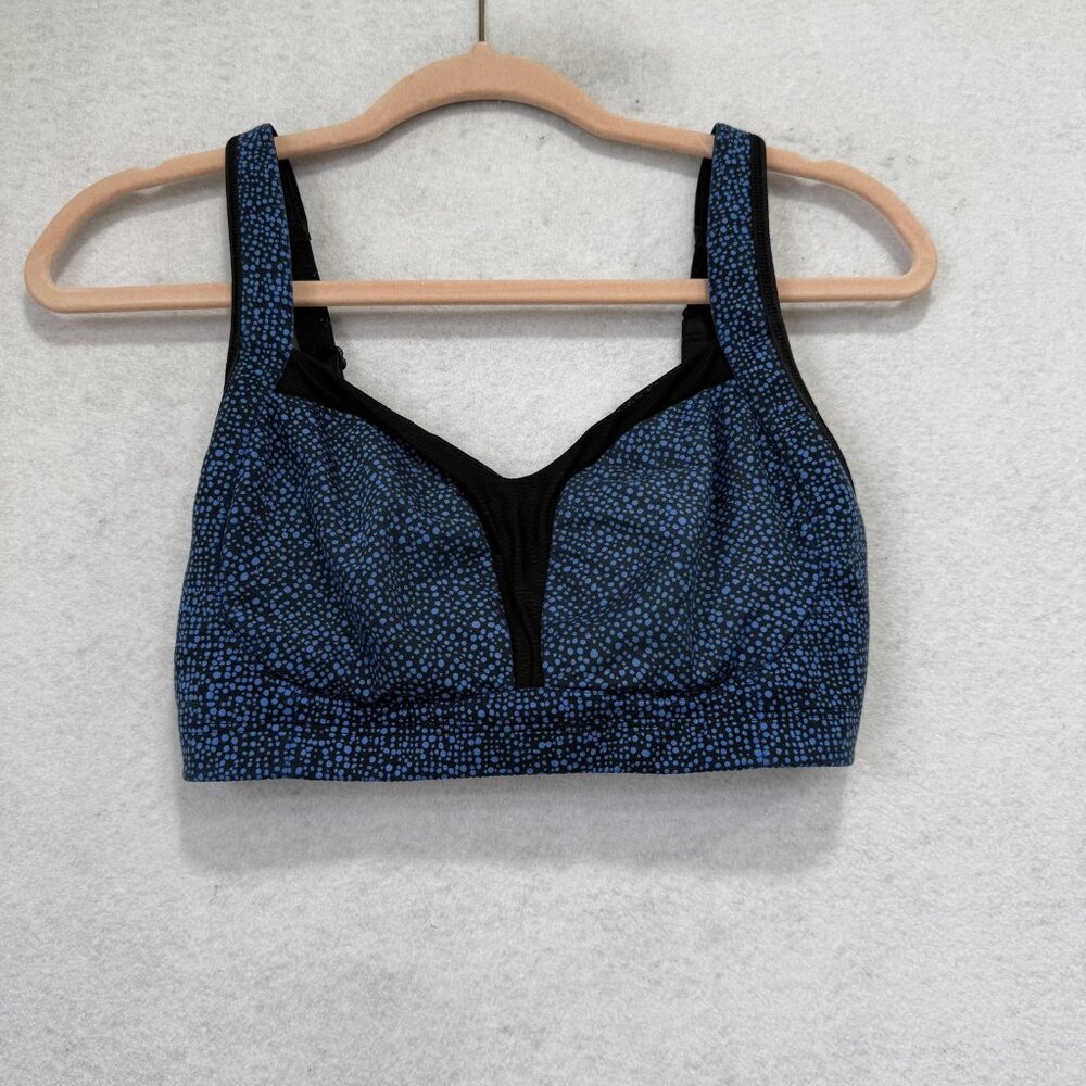 Lululemon Sports Bra Womens 8? Blue Black Speckle Ta Ta Tamer High Support Mesh